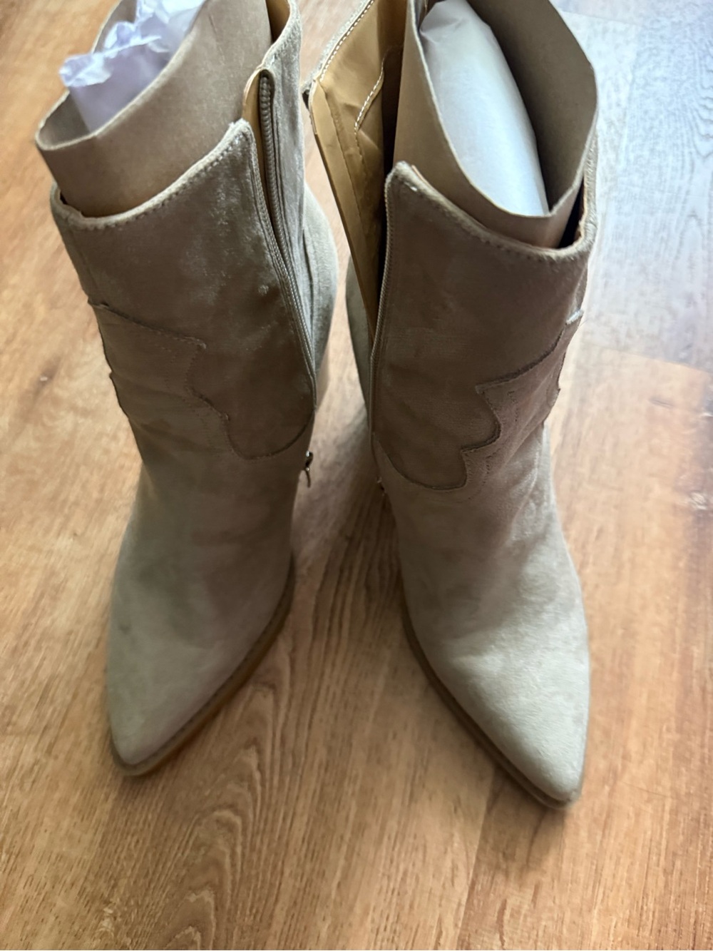 Pointed-Toe Taupe Suede Ankle Boots Nine West